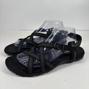 Merrell Terran Ari Lattice Women's US 10 Black Leather Strappy Walking Sandals